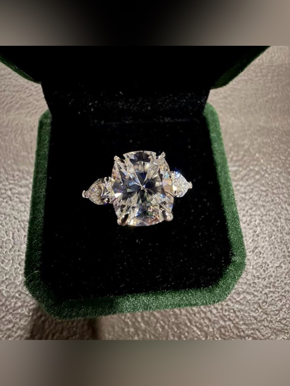 6 CTW 3 Stone Cushion Cut Moissanite Ring D VVS1 925 Silver 14K Gold GRA